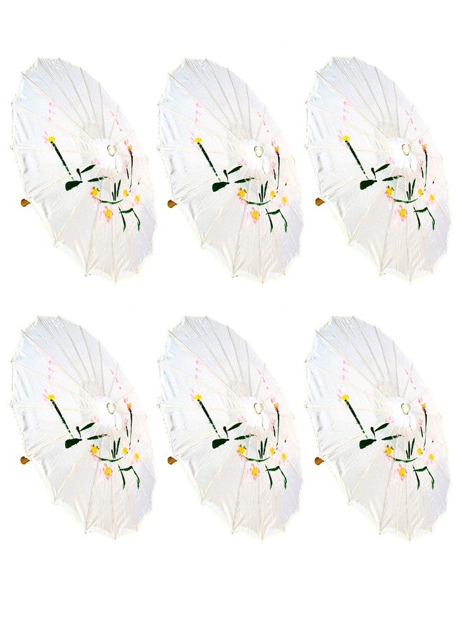 TJ Global PACK OF 6 Japanese Chinese Kids Size 22" Umbrella Parasol For Wedding Parties, Photography, Costumes, Cosplay, Decoration And Other Events - 6 Umbrellas (White) - Image 1